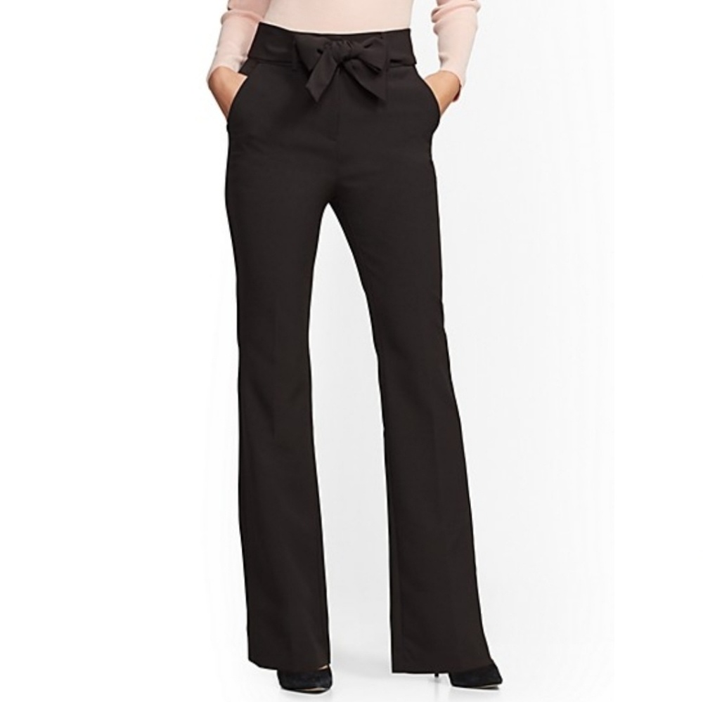 High waist bow tie black pants